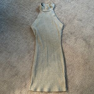 Charlotte Russe Grey Ribbed Bodycon Dress Small